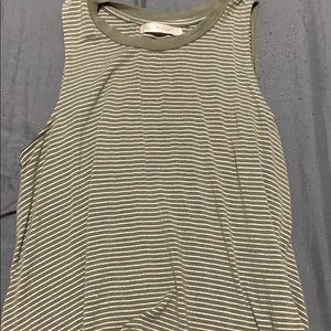 Olive green striped tank top